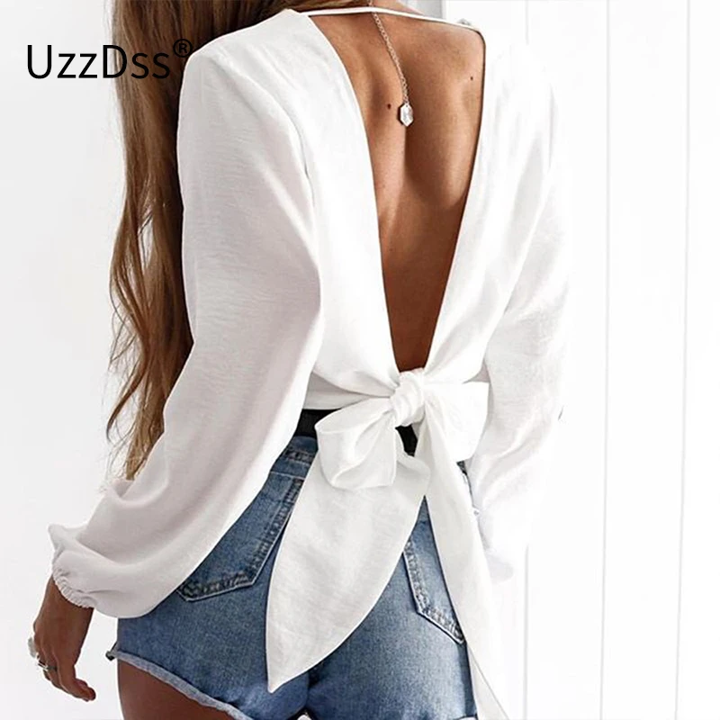 Sexy V Neck Wrap Sheath Exposed Navel Short Top Bow Tie Autumn Shirts Chiffon Women Blouses 2018 Backless Red White Crop Tops
Sexy V Neck Wrap Sheath Exposed Navel Short Top Bow Tie Autumn Shirts Chiffon Women Blouses 2018 Backless Red White Crop Tops