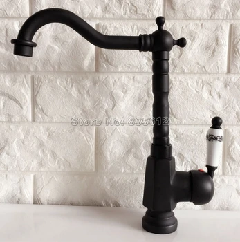 

Swivel Spout Black Oil Rubbed Bronze Ceramic Lever Kitchen Sink Faucet Washbasin Taps Single Hole Deck Mounted Faucets Wnf355