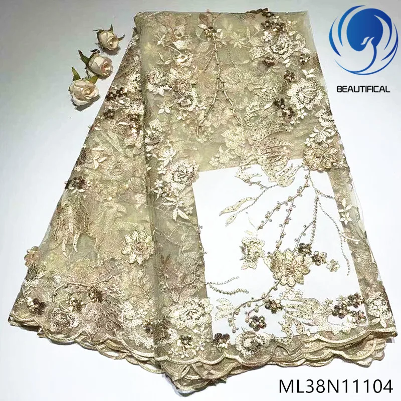 Beautifical Nigerian lace fabrics Faashion embroidery net lace beads fabric french 3d appliques lace fabrics for dress ML38N111
Beautifical Nigerian lace fabrics Faashion embroidery net lace beads fabric french 3d appliques lace fabrics for dress ML38N111