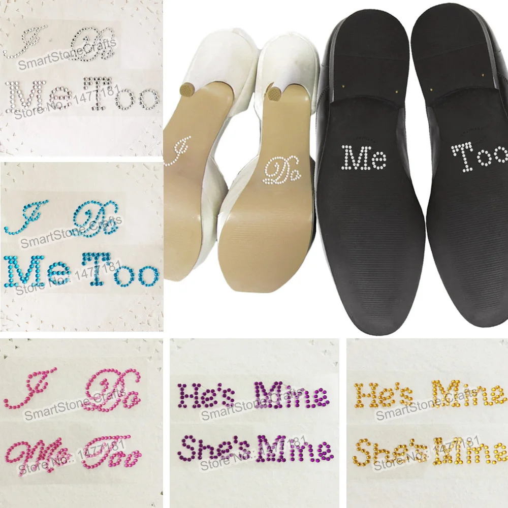 Post Free Me Too Set Diamante Wedding Shoe Sticker Rhinestone I Do Italic