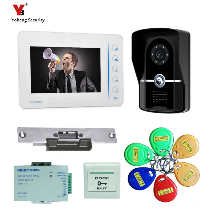 Yobang Security 7"inch video door phone RFID Access Control System 5pcs Card for Apartment video doorbell phone intercom system
Yobang Security 7"inch video door phone RFID Access Control System 5pcs Card for Apartment video doorbell phone intercom system