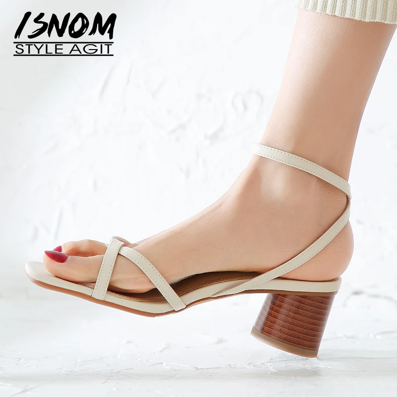 ISNOM Cow Leather Sandals Women Wood High Heels Summer Sandals Ankle Strap Shoes Female Party Concise Shoes Ladies 2019 New
ISNOM Cow Leather Sandals Women Wood High Heels Summer Sandals Ankle Strap Shoes Female Party Concise Shoes Ladies 2019 New