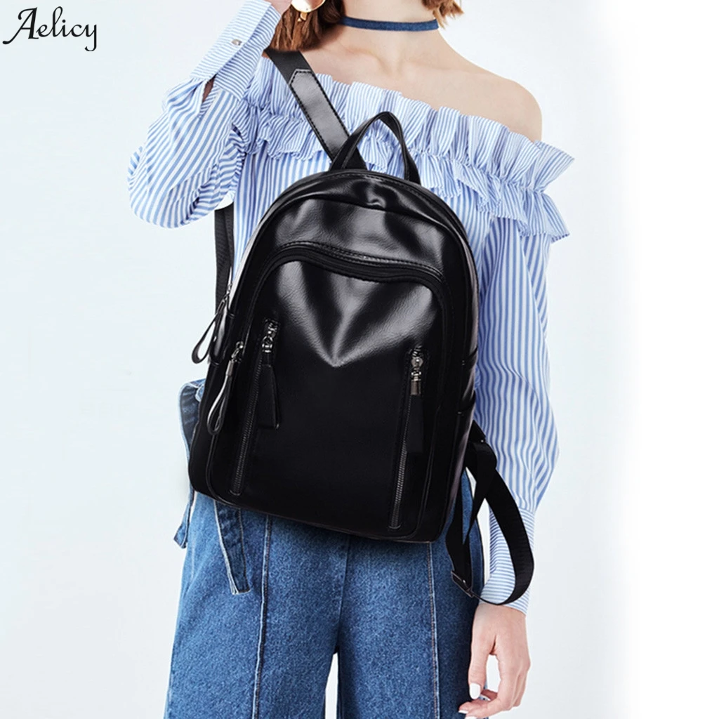 Women Solid Leather Backpack Student Schoolbag Backpack Casual Travel Bags College Casual Zipper Shoulder Daypack Bag Backpack
Women Solid Leather Backpack Student Schoolbag Backpack Casual Travel Bags College Casual Zipper Shoulder Daypack Bag Backpack