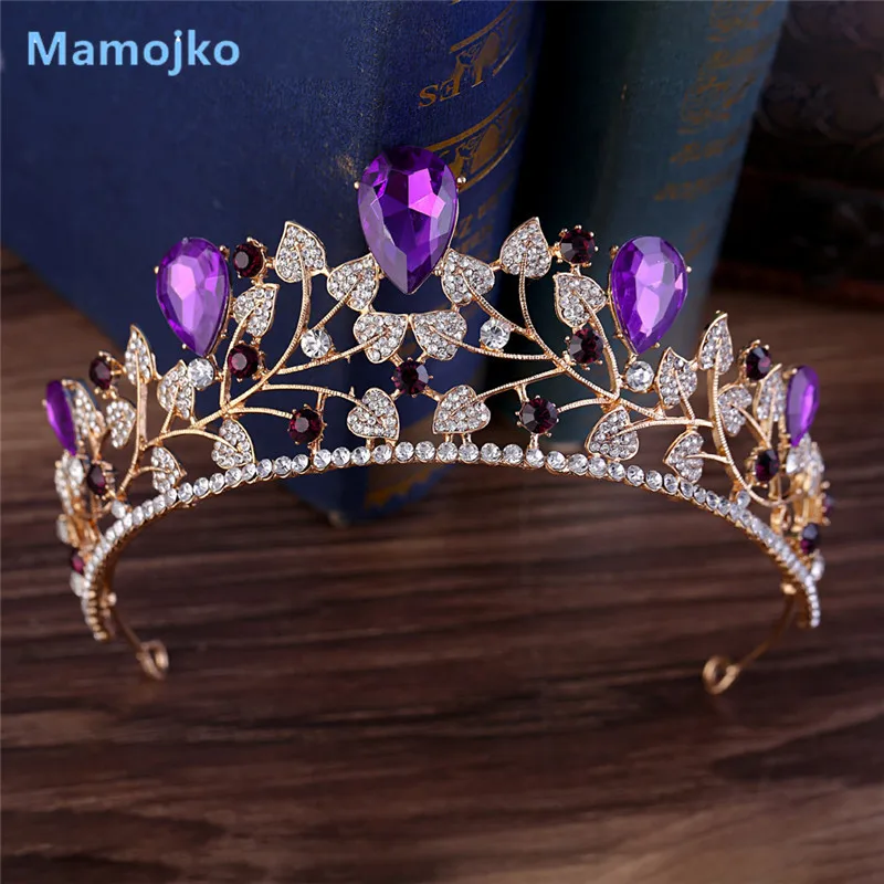 Mamojko Vintage Purple Red Rhinestone Bridal Tiara Fashion Golden Diadem for Women Wedding Dress Hair Jewelry accessories
Mamojko Vintage Purple Red Rhinestone Bridal Tiara Fashion Golden Diadem for Women Wedding Dress Hair Jewelry accessories