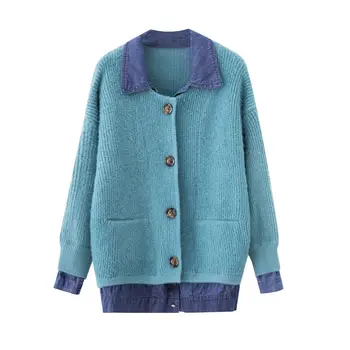 Denim Stitching New Spring Sweater Jacket 2019 Casual Fake Two-Piece Jumper Knit Cardigan Women Coat Chaqueta de punto f457
Denim Stitching New Spring Sweater Jacket 2019 Casual Fake Two-Piece Jumper Knit Cardigan Women Coat Chaqueta de punto f457