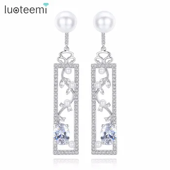 LUOTEEMI Brand Elegant Delicate Geometic Flower Shape Clear Imitation Pearl CZ Drop Earrings Gift For Girl Friend Wife Mom
LUOTEEMI Brand Elegant Delicate Geometic Flower Shape Clear Imitation Pearl CZ Drop Earrings Gift For Girl Friend Wife Mom