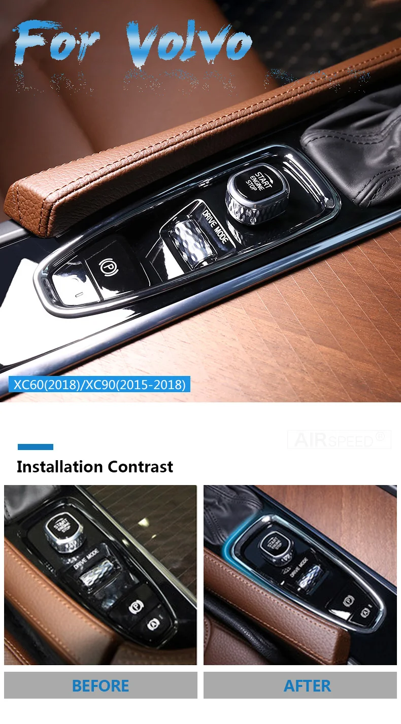 Volvo XC60 XC90 S90 V90CC Accessories Car Interior Stickers Gear Handbrake Button Cover Trim Decoration Car Styling (1)