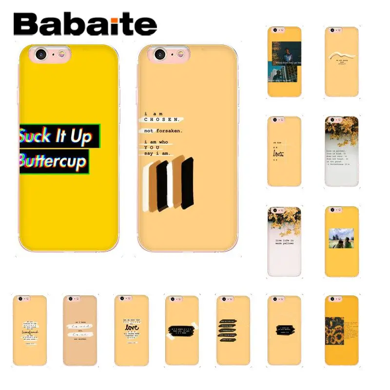 Babaite Yellow quotes Flowers Soft Transparent Phone Case for iPhone 8 7 6 6S Plus X XS MAX 5 5S SE XR Fundas Capa
Babaite Yellow quotes Flowers Soft Transparent Phone Case for iPhone 8 7 6 6S Plus X XS MAX 5 5S SE XR Fundas Capa
