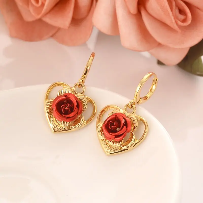 NEW ARRIVAL 18 k YELLOW GOLD FILLED STUD EARRING WITH RED ROSE FLOWER HEART DESIGN
NEW ARRIVAL 18 k YELLOW GOLD FILLED STUD EARRING WITH RED ROSE FLOWER HEART DESIGN