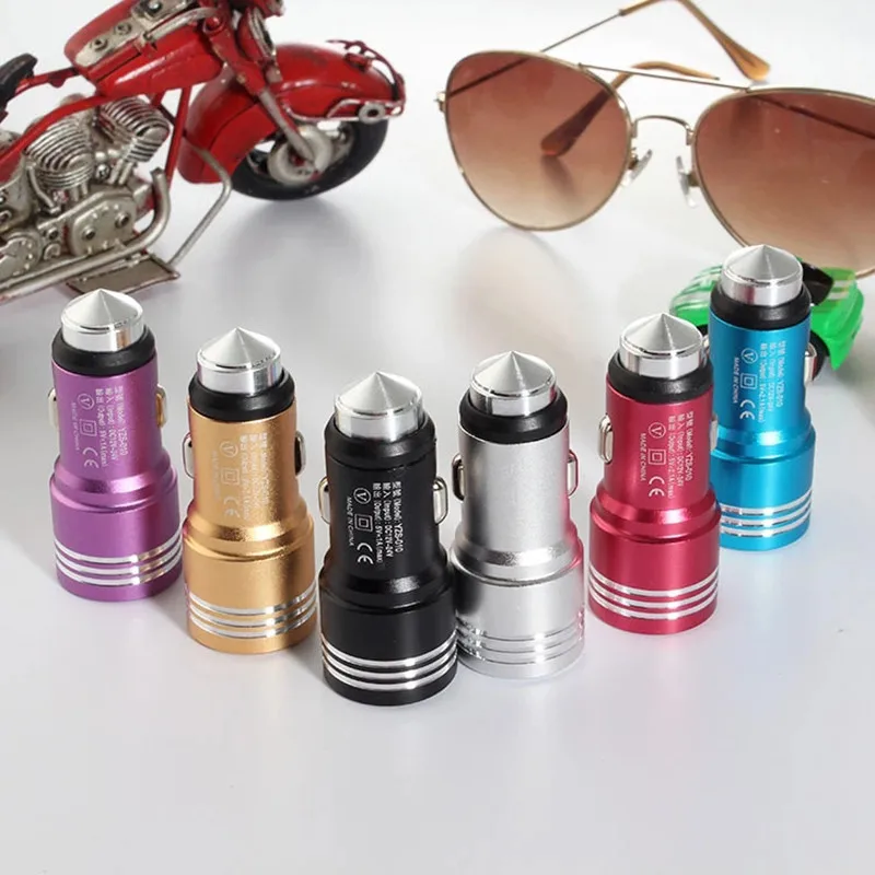 12-24V 2 fast charging USB ports Car Charger Aluminum Adapter Smartphone with broken window safety hammer Auto Car Accessories
12-24V 2 fast charging USB ports Car Charger Aluminum Adapter Smartphone with broken window safety hammer Auto Car Accessories
