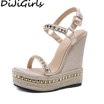 DiJiGirls 2018 Women Ultra Very High Heels Bohemian Gladiator Sandals Straw Rope Hemp Rivets Shoes Wedge Platform Wave Shoes
DiJiGirls 2018 Women Ultra Very High Heels Bohemian Gladiator Sandals Straw Rope Hemp Rivets Shoes Wedge Platform Wave Shoes