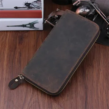 Hot Sell Crazy Horse Genuine Leather Men Wallets High Capacity Credit Business Card Holders Long Zipper Purse Coin Bag Carteira
Hot Sell Crazy Horse Genuine Leather Men Wallets High Capacity Credit Business Card Holders Long Zipper Purse Coin Bag Carteira