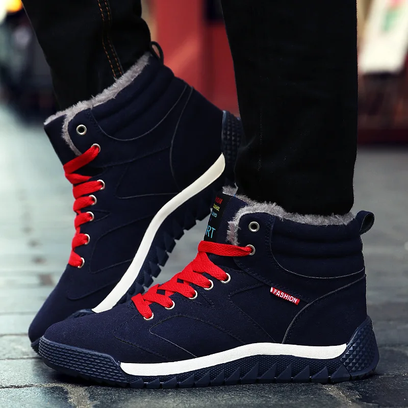 Мужские ботинки zapatos de hombre 2018 зимняя обувь Для мужчин плюс Размеры из флока теплые