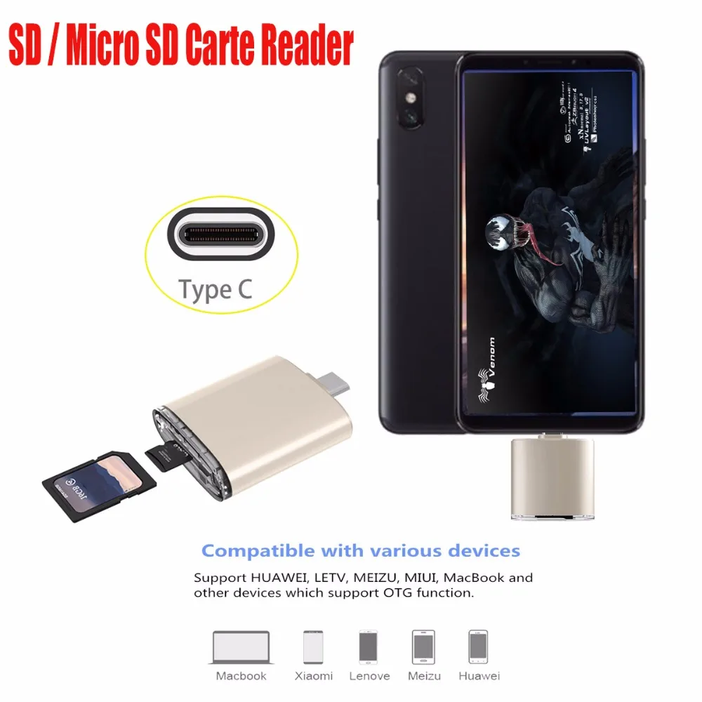 

For Xiao mi mi Max 2 MIX Card Readers USB 3.1 Type C USB-C TF Micro SD OTG Card Reader TF Flash Card Micro SD SDHC TF M2 MMC MS