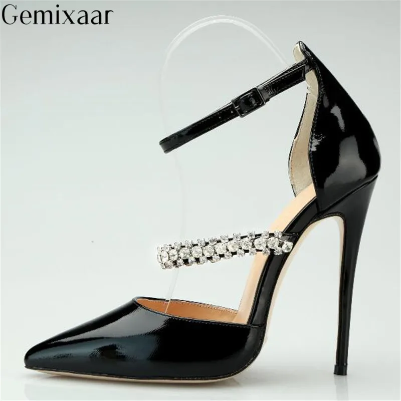 Concise Black Studded Narrow Crystal Strap Women Shoes Pointed Toe Cover Back Sapatos Slim Shallow Narrow Band Jewel Pumps Woman
Concise Black Studded Narrow Crystal Strap Women Shoes Pointed Toe Cover Back Sapatos Slim Shallow Narrow Band Jewel Pumps Woman