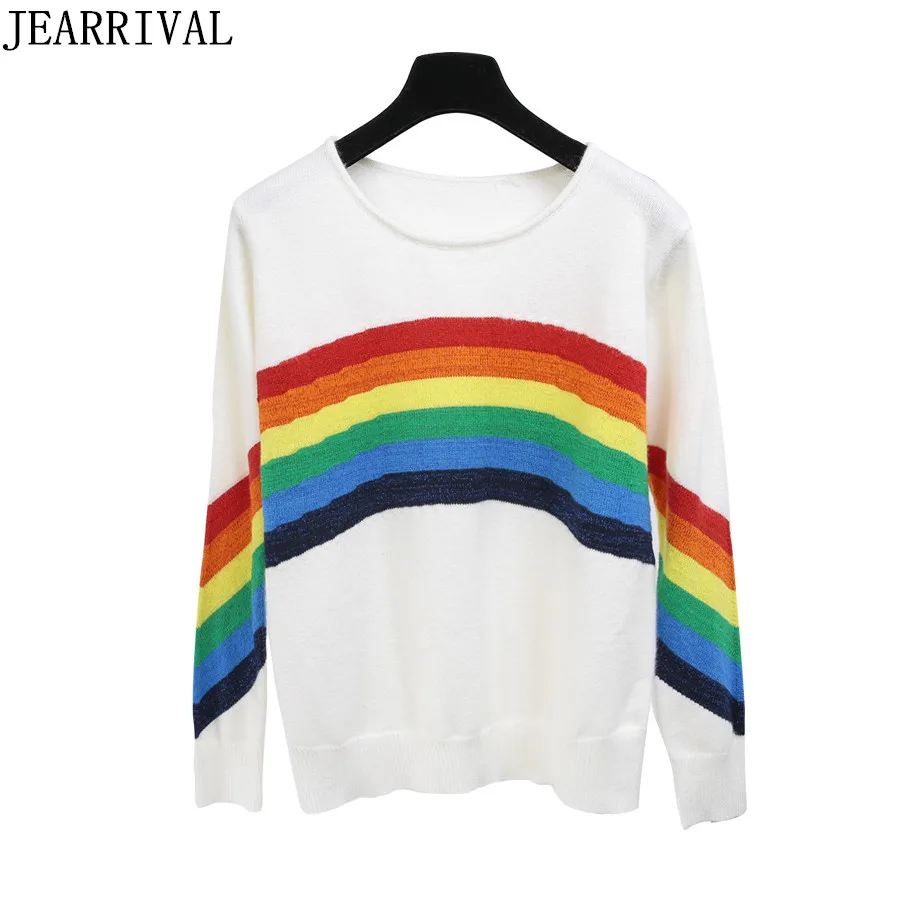 2018 New Women Rainbow Pattern Sweaters Autumn Winter Fashion Casual Long Sleeve O-Neck Pullovers Knitted Sweater Pull Femme
2018 New Women Rainbow Pattern Sweaters Autumn Winter Fashion Casual Long Sleeve O-Neck Pullovers Knitted Sweater Pull Femme