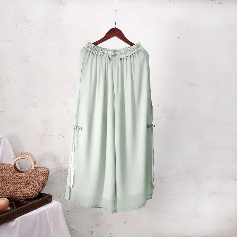 Summer New Double-layer Chiffon Wide Leg Pants Split Plate Buttons Chinese Style Zen Literary Casual Pants Pantyhose
Summer New Double-layer Chiffon Wide Leg Pants Split Plate Buttons Chinese Style Zen Literary Casual Pants Pantyhose
