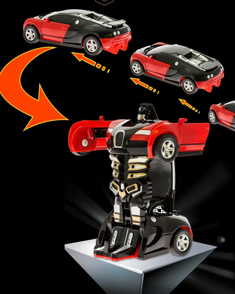 Plastic Baby Toy Cars Children Model Mini Car Inertia Toy Vehicles Transformation Robot Figure Autobot Roll Anti-Slip Bugatti 7