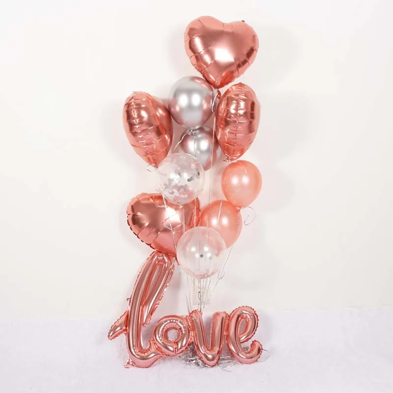 Rose Gold Heart and Love Balloon with Confetti Latex Balloon for Engagement/Wedding Party Decorations Baby Shower Supplies
Rose Gold Heart and Love Balloon with Confetti Latex Balloon for Engagement/Wedding Party Decorations Baby Shower Supplies