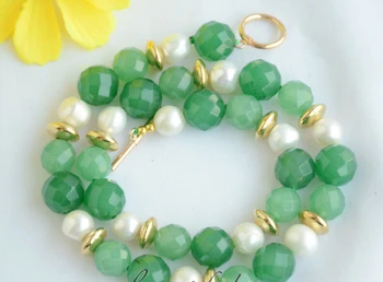 shipping> >>>Z6607 12mm round faceted green jade white freshwater pearl necklace 17inch
shipping> >>>Z6607 12mm round faceted green jade white freshwater pearl necklace 17inch