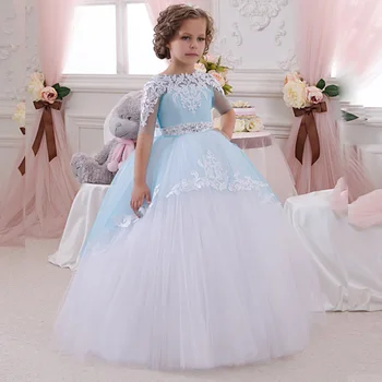 Unique Design Blue and White Ball Gown Lace Appliques Half Sleeve Puffy Flower Girls Dress for Wedding Party Pageant Custom Made
Unique Design Blue and White Ball Gown Lace Appliques Half Sleeve Puffy Flower Girls Dress for Wedding Party Pageant Custom Made