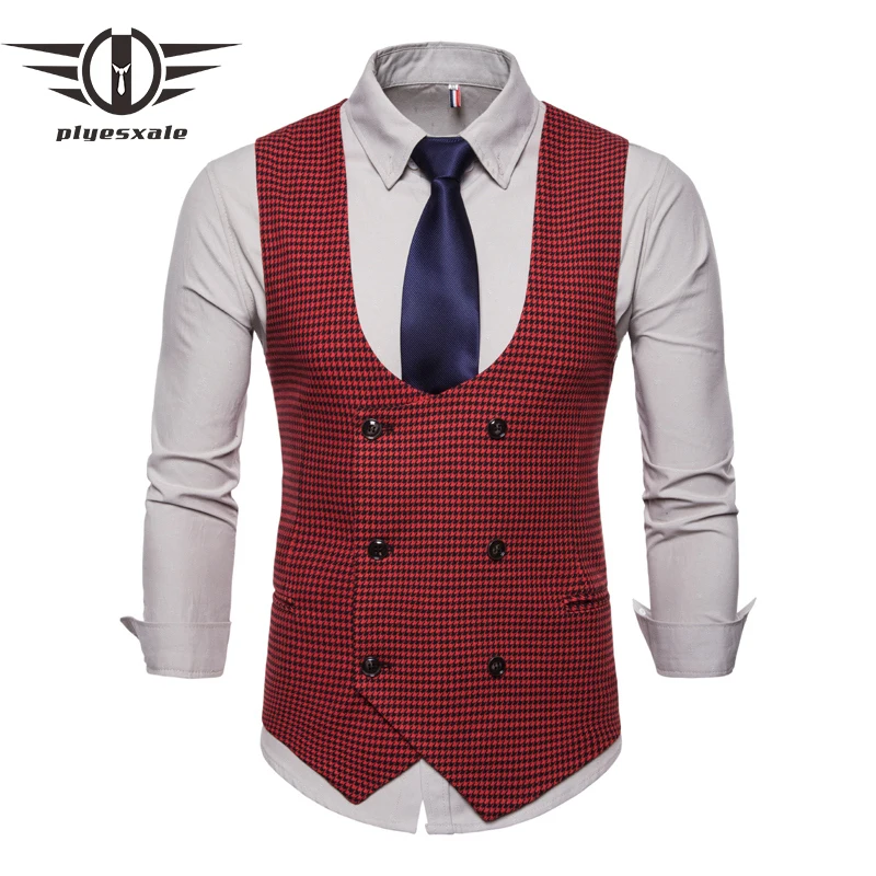 2019 New Classic Houndstooth Plaid Men Vests Vintage Green Red Gray Wedding Vest Men Double Breasted Sleeveless Jacket Q571
2019 New Classic Houndstooth Plaid Men Vests Vintage Green Red Gray Wedding Vest Men Double Breasted Sleeveless Jacket Q571