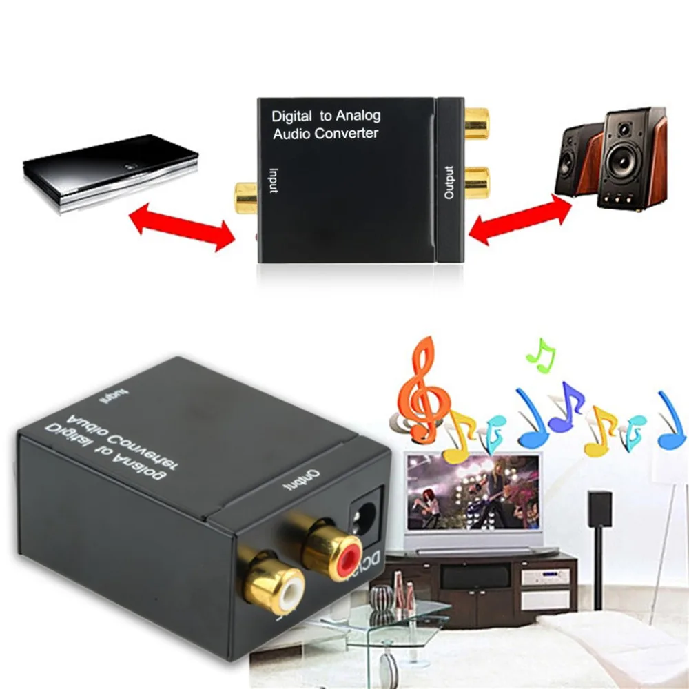 Digital Optical Coaxial Toslink Signal to Analog Audio Converter Adapter RCA Digital To Analog Audio Converter Black
Digital Optical Coaxial Toslink Signal to Analog Audio Converter Adapter RCA Digital To Analog Audio Converter Black