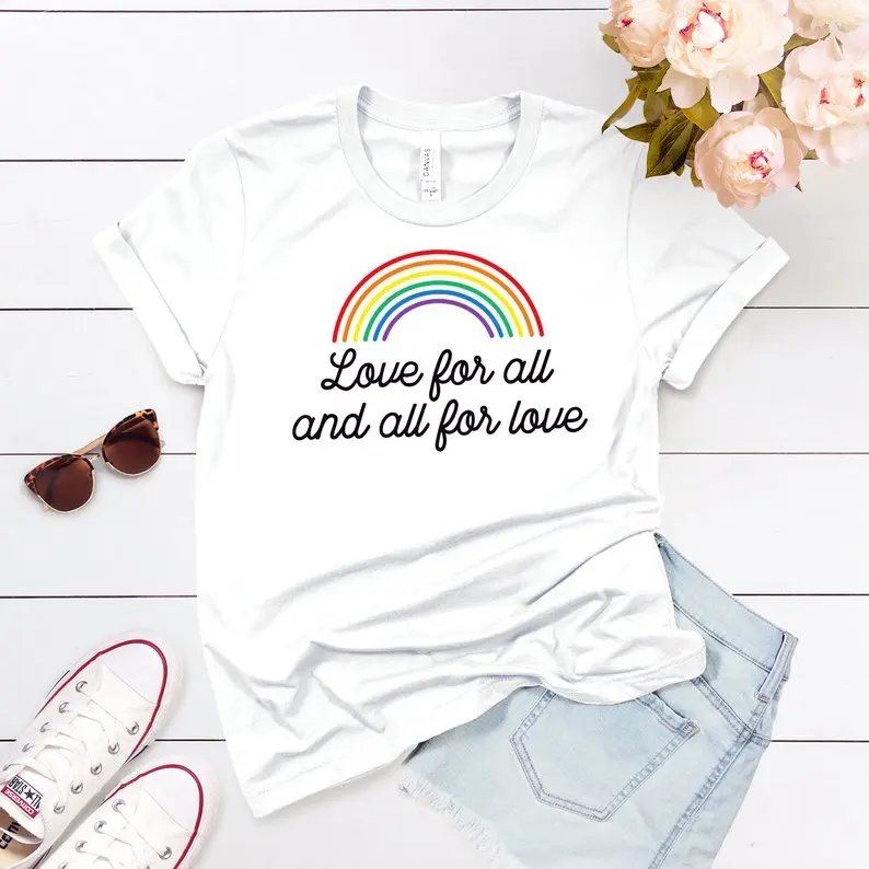 2019 Женская симпатичная рубашка цвета радуги любовь ко всему и все для любви
