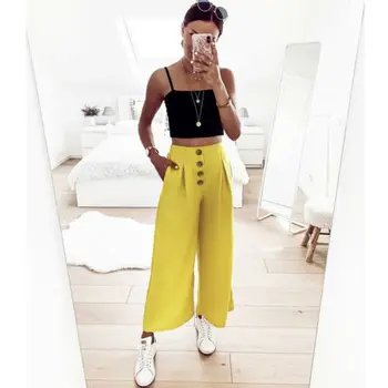Women's Palazzo Flared Wide Leg Pants 2019 New Ladies High Waist Loose Culottes Soild Long Trousers
Women's Palazzo Flared Wide Leg Pants 2019 New Ladies High Waist Loose Culottes Soild Long Trousers