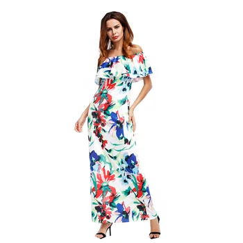 2019 Sexy elegant women dress Navy Blue Roses Print Off-the-shoulder Maxi Dress Summer Beach Party Gowns slit long
2019 Sexy elegant women dress Navy Blue Roses Print Off-the-shoulder Maxi Dress Summer Beach Party Gowns slit long