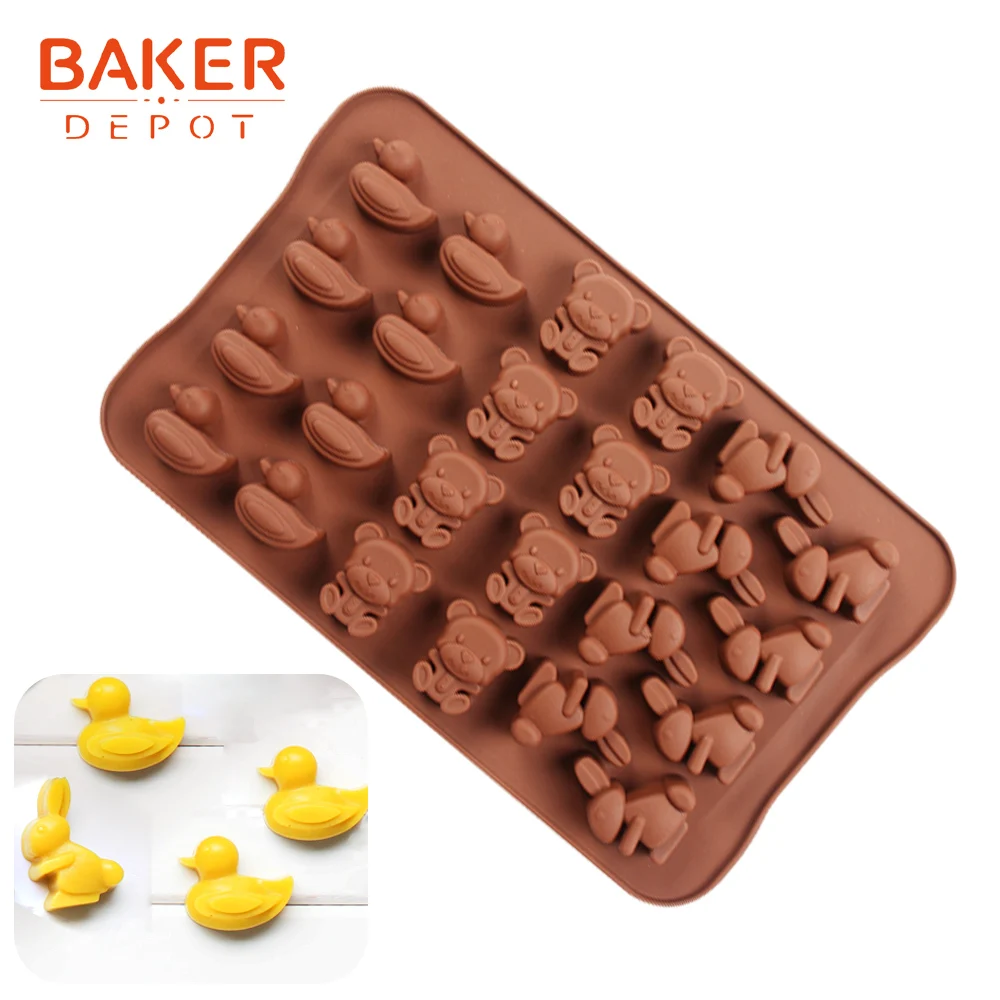 BAKER DEPOT Silicone Mold for chocolate bear shape cake decorate candy jelly gummy fondant form duck rabbit dessert mold 24 hole
BAKER DEPOT Silicone Mold for chocolate bear shape cake decorate candy jelly gummy fondant form duck rabbit dessert mold 24 hole