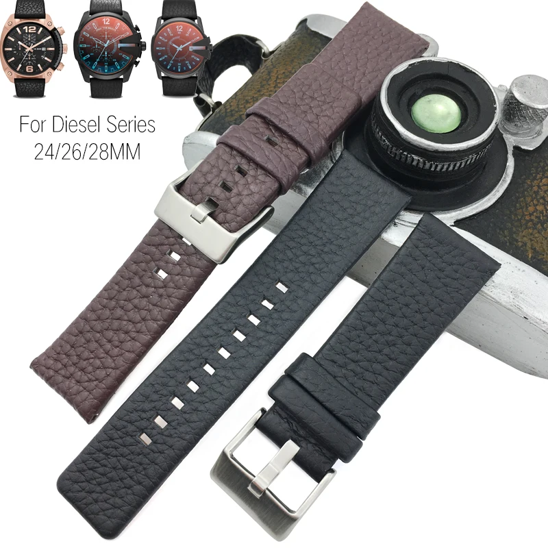 

24mm 26mm 28mm Italian Cowhide Diesel Soft Needle Buckle Watch Bands For Watch DZ7313 DZ7322 DZ7257 Women's Men's Watch Straps