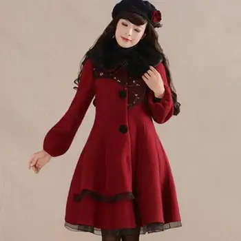Women's Autumn Winter Vintage Turn down Collar Full Sleeve Single-breasted Full Hemline Solid Woolen Coat
Women's Autumn Winter Vintage Turn down Collar Full Sleeve Single-breasted Full Hemline Solid Woolen Coat