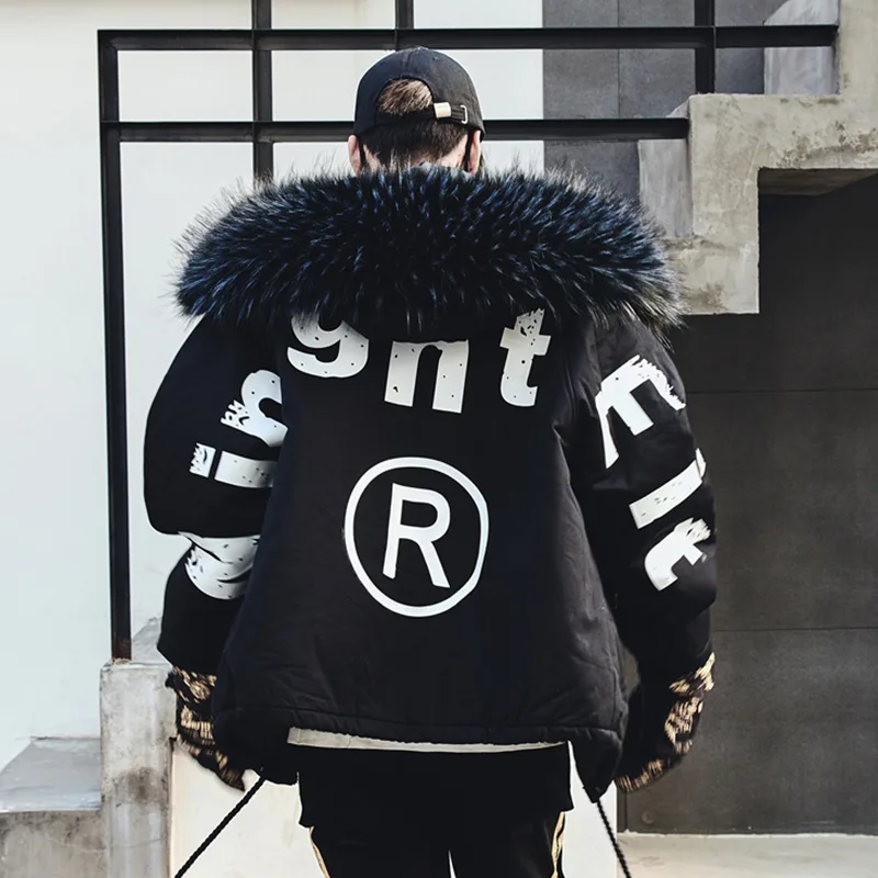 Men Winter Thick Fur Collar Hooded Parkas Jacket Male Streetwear Hip Hop Punk Cotton Padded Coat Fashion Loose Overcoat Black
Men Winter Thick Fur Collar Hooded Parkas Jacket Male Streetwear Hip Hop Punk Cotton Padded Coat Fashion Loose Overcoat Black