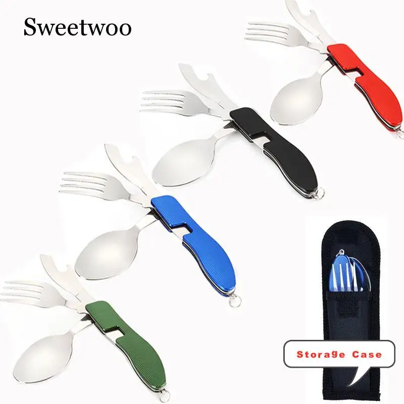 4 In 1 Outdoor Tableware (Fork/Spoon/Knife/Bottle Opener) Camping Stainless Steel Folding Pocket Kits For Hiking Survival Travel
4 In 1 Outdoor Tableware (Fork/Spoon/Knife/Bottle Opener) Camping Stainless Steel Folding Pocket Kits For Hiking Survival Travel