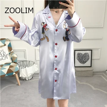 ZOOLIM Pink Women Satin Nightdress Nightshirts Autumn Fashion Simple Silk Nightgowns Cartoon Nightwear Sleepwear Night Shirts
ZOOLIM Pink Women Satin Nightdress Nightshirts Autumn Fashion Simple Silk Nightgowns Cartoon Nightwear Sleepwear Night Shirts