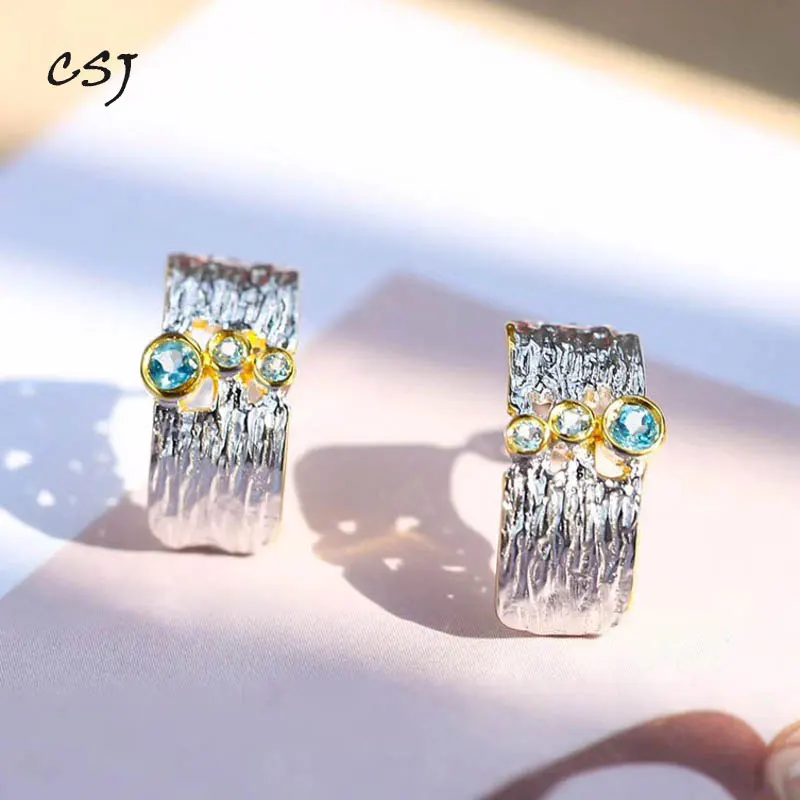 CSJ Original Design Topaz Stud Earrings 925 Sterling Silver for Women Party Wedding Engagement Gift Fine Jewelry
CSJ Original Design Topaz Stud Earrings 925 Sterling Silver for Women Party Wedding Engagement Gift Fine Jewelry