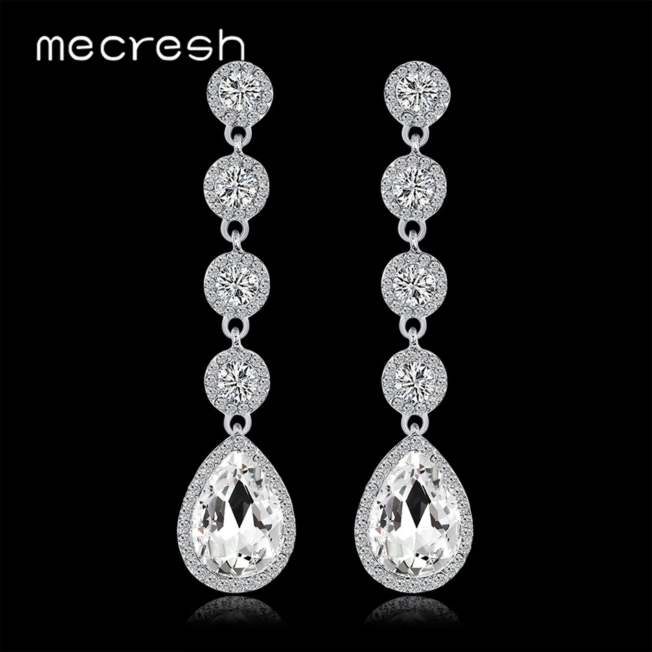 Mecresh Simple Teardrop Crystal Long Dangle Earrings Wedding Engagement Jewelry Minimalist Bridal Drop Earrings for Women EH1512
Mecresh Simple Teardrop Crystal Long Dangle Earrings Wedding Engagement Jewelry Minimalist Bridal Drop Earrings for Women EH1512