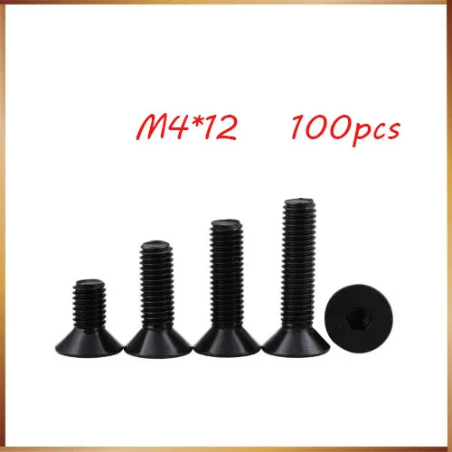 100pcs/lot M4*12 Countersunk Socket Head Screw DIN7991 Flat Hex Cap Bolt Metric Threaded Black Steel
100pcs/lot M4*12 Countersunk Socket Head Screw DIN7991 Flat Hex Cap Bolt Metric Threaded Black Steel