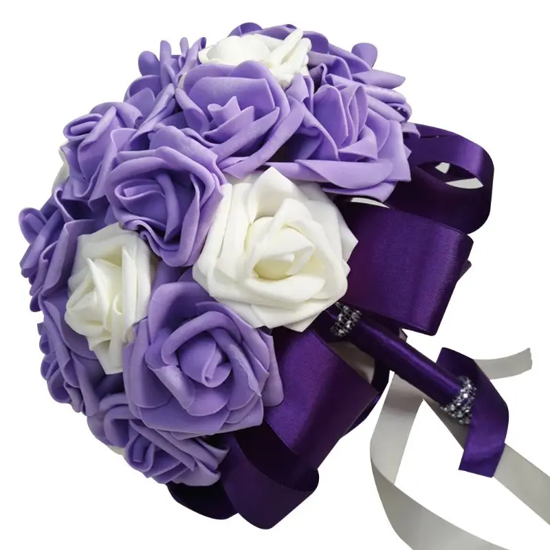 23cm Bride Bridesmaid Artificial Silk Rose Flower Contrast Color Hands Bouquets Rhinestone Rod Satin Ribbon Romantic Party Decor
23cm Bride Bridesmaid Artificial Silk Rose Flower Contrast Color Hands Bouquets Rhinestone Rod Satin Ribbon Romantic Party Decor