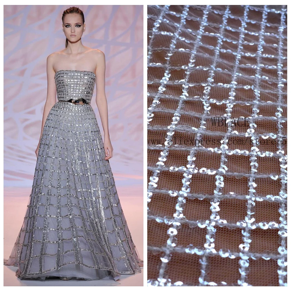 New fashion off white sparkling sequins square mesh lace fabric Wedding dress / evening dress lining fabric 1yard
New fashion off white sparkling sequins square mesh lace fabric Wedding dress / evening dress lining fabric 1yard