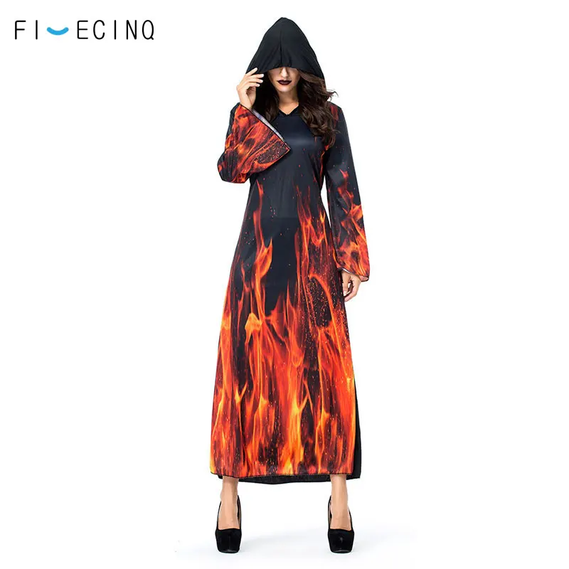 Black Witch Costume Halloween Fire print Robe Dress Women Adult Devil Cosplay Jumpsuit Carnival Holiday Party Clothing Fantasia
Black Witch Costume Halloween Fire print Robe Dress Women Adult Devil Cosplay Jumpsuit Carnival Holiday Party Clothing Fantasia
