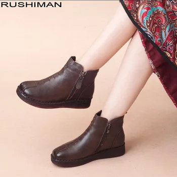 RUSHIMAN Women Genuine Leather Shoes Flats Winter Ankle Boots Women Vintage Retro Handmade Casual Shoes
RUSHIMAN Women Genuine Leather Shoes Flats Winter Ankle Boots Women Vintage Retro Handmade Casual Shoes