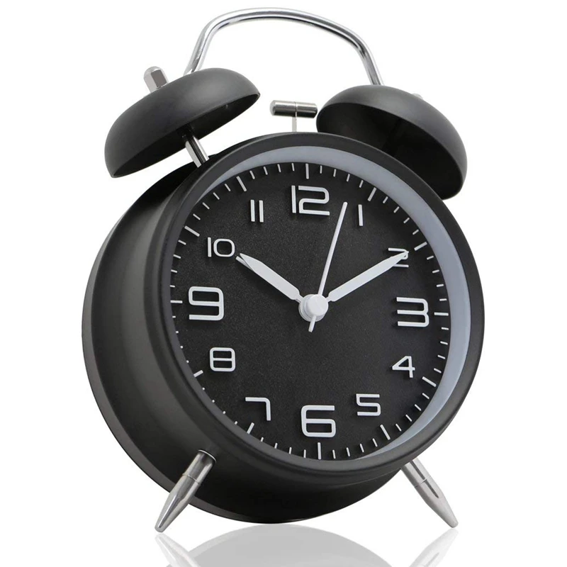 4 inch Twin Bell Alarm Clock Metal Frame 3D Dial with Backlight Function Desk Table Clock for Home & Office black
4 inch Twin Bell Alarm Clock Metal Frame 3D Dial with Backlight Function Desk Table Clock for Home & Office black
