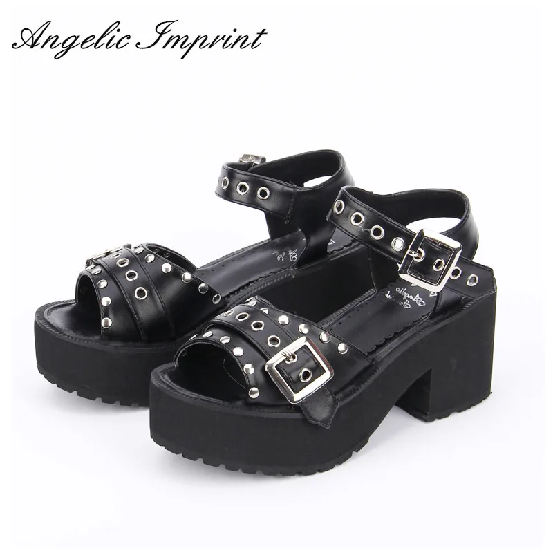 Women's Black/White Rivet Platform Peep Toe Punk Sandals Japan Harajuku Lolita Summer Shoes
Women's Black/White Rivet Platform Peep Toe Punk Sandals Japan Harajuku Lolita Summer Shoes