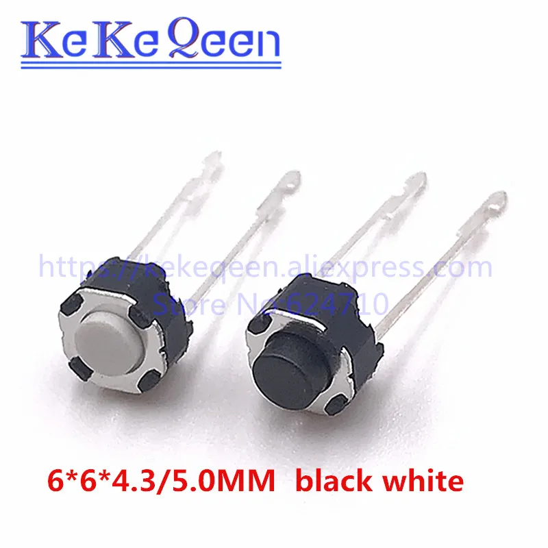 

100pcs 6*6*4.3mm / 6*6*5mm 2pin Tactile Tact Push Button Switch 6x6x4.3mm / 6x6x4.3mm 2p Vertical Round Micro Switch