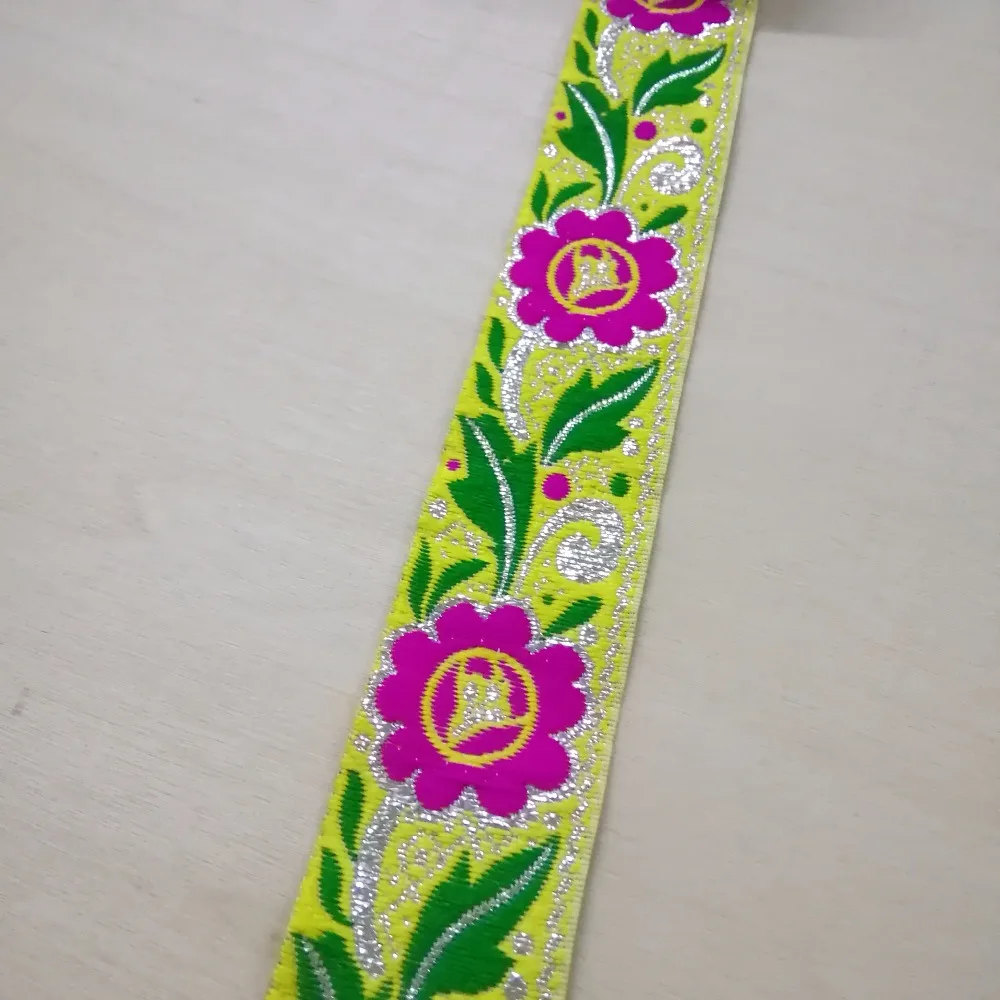 3cm 30mm 1-1/4'' Beautiful Yellow Pink Flowers Green Silver Filigree Bedding Curtain Laciness National Jacquard Ribbon Webbing
3cm 30mm 1-1/4'' Beautiful Yellow Pink Flowers Green Silver Filigree Bedding Curtain Laciness National Jacquard Ribbon Webbing