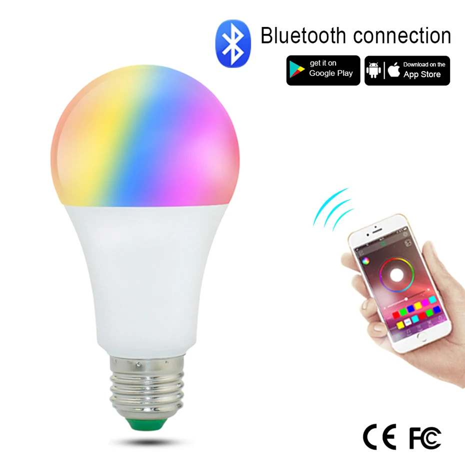 Светодиодная смарт-лампа E27 светильник с поддержкой Bluetooth мобильным управлением