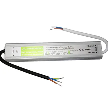 

12V/3.75A/45W IP67 waterproof switch mode LED power supply;AC90-250V input;size:230*35*25mm