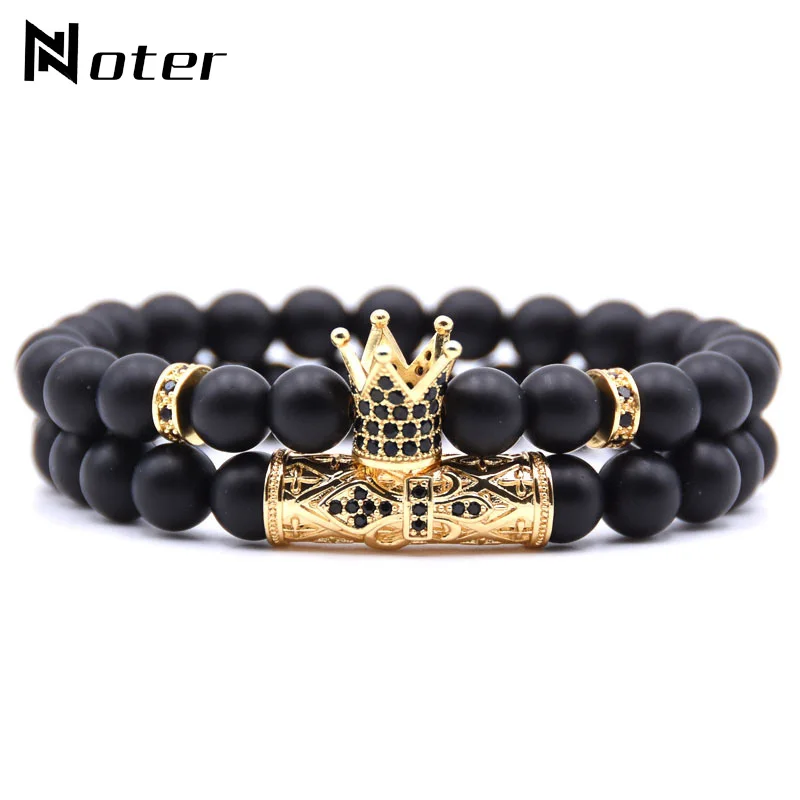 Fashion 2pcs/set Crown Bracelet For Homme Luxury Black Zirconia Distance Braslet Men Natural Stone Beads Pulseras Para Pareja
Fashion 2pcs/set Crown Bracelet For Homme Luxury Black Zirconia Distance Braslet Men Natural Stone Beads Pulseras Para Pareja